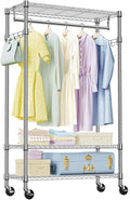 IZEUK Heavy Duty Rolling Garment Rack Wire Clothes Rack for Hanging Clothes (Chrome, 3 Tier with 2 Rod, 29.5" W x 15.7" D x 75" H)
