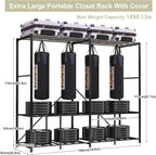 95% Assembled 75" L Heavy Duty Clothes Rack with Cover, Premium Freestanding Portable Clothes Rack, Strong Foldable Garment Rack for Hanging Clothes, Black