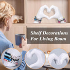 DOVDOV Hand Heart Decorative Statue, White Heart Decoration, Modern Art Home Decoration for Room Coffee Table Office Shelf on Entryway Entrance Tabletop Decoration and Ornament.