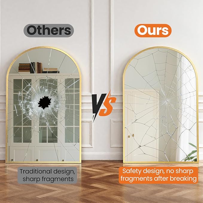 Sweetcrispy 30"x40" Arched Gold Bathroom Mirrors for Wall, Bathroom Mirrors for Over Sink, Metal Framed with HD Shatter-Proof Glass for Entryway, Living Room, Bedroom, Home Decor