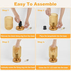 LightRound Table Lamp for Bedroom, Cordless Small Bedside Lamp, Touch Dimmable Rechargeable Lamp Battery Operated with Amber Glass Shades for Night Stands, Living Room, Desk, Bulb Included