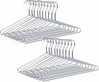 Amber Home 20 Pack Heavy Duty Metal Shirt Coat Hangers, Stainless Steel Clothes Hanger with Polished Chrome, 17 Inch Silver Metal Wire Hanger