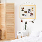 DOLLAR BOSS Bulletin Board with Linen 24'' x 18'' Wood Framed Cork Boards for Walls, Photo Display Pin Board, Decorative Corkboard for Office Home School Dorm Decor with 10 Pushpins, Natural Wood