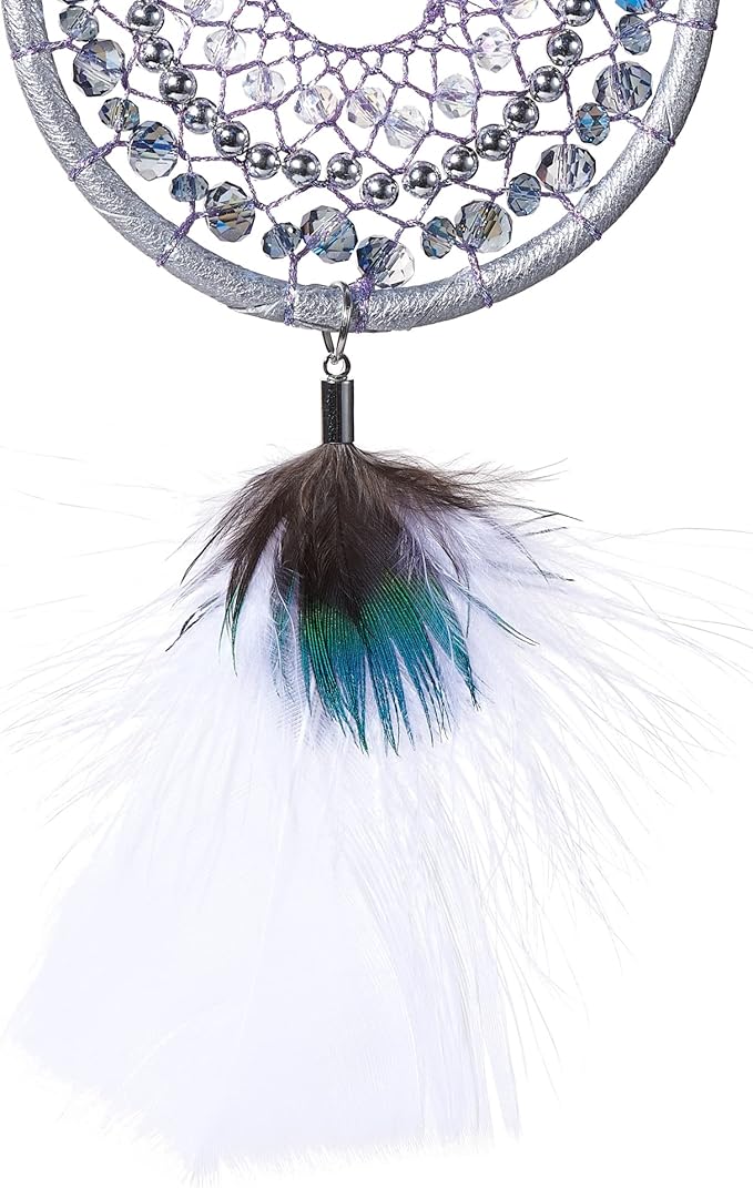 Ice Blue Dream Catchers - Turkey Feather and Peacock Feather, Handmade Small Dreamcatcher for Bedroom, Dream Catcher for Girls, Dream Catchers for Boys, Dream Catcher Wall Decor