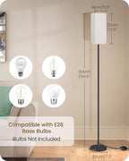 64.6" Floor Lamp, Pole with Foot Switch, Modern Standing Lamp Lampshade, Minimalist Freestanding Lamp (Bulb Not Included), for Living Room, Bedroom Office ETL Listed, Black and Beige E07LD05