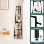 Yoobure Corner Shelf, 5-Tier Corner Bookshelf with Metal Frame & Wood Ladder Shelves - Display Shelf & Tall Bookcase, Plant Stand for Home Decor - Bedroom, Living Room, Office
