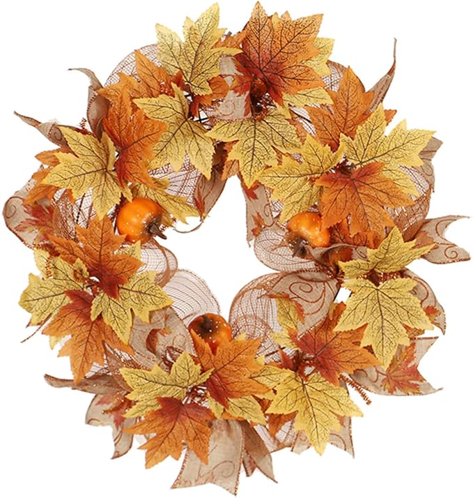 Ochine Fall Harvest Swag - Artificial Fall Wreath & Teardrop Swag Decorative for Thanksgiving, Halloween & Autumn Decor