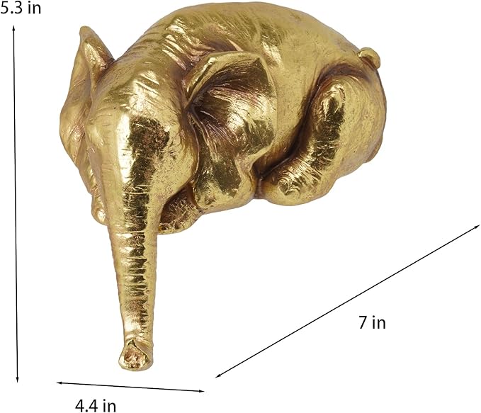 Braxio Elephant Statue Home Decor Indoor - Resin Abstract Golden Elephant Sculpture for Shelf Desk Table Office Living Room Bedroom Desktop Farmhouse Decoration Gift 7 x 4.4 x 5.3 Inch