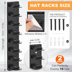 1 Pack Hat Organizer for Baseball Caps, Hat Rack for Wall, Strong Adhesive & Screw-in Cap Holder hat hangers for Closet Door & Bedroom