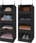 GRANNY SAYS 4-Shelf Hanging Organizer, Closet Hanging Shelves, Closet Hanging Storage Organizers, Organization for Bedroom, Living Room, Baby Nursery, Camper Accessories, Black, 2-Pack