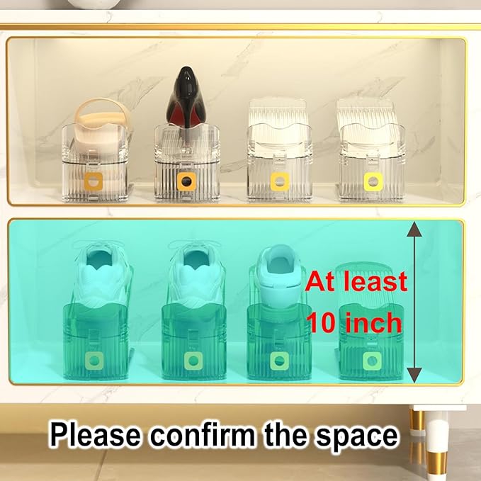 12Pack Shoe Slots Organizer for Closet Shoe Stacker Shoe Rack Organizer for Closet Space Saver Storage Holder Organization (Clear)