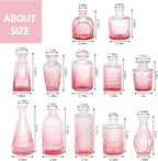 12 Pack Pink Glass Bud Vase Set, Small Vintage Vases for Centerpieces, Decorative Flower Vases for Wedding Home Table Decor
