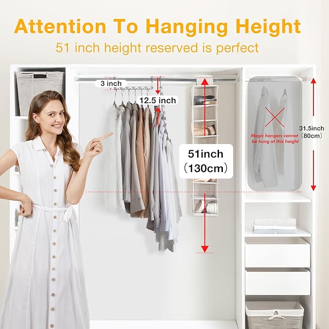 HOUSE DAY Space Saving Hangers for Clothes 4 Pack, Heavy Duty Hanger Organizer | 30 Lbs Capacity |, Metal Magic Hanger, Sturdy Multi Hangers, Closet Space Saver Closet Organizers and Storage