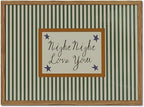 Vintage Night Night Love You Wall Art Mid Century Striped Nursery Bed Wall Decor Picture, Kids Good Old Days Poster Canvas Print Artwork for Child Bedroom Living Room16x24 inch Wood Framed