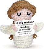 Handmade Positive Crochet Angel - Life is Tough But So are You - Birthday Gifts, Get Well Gifts for Women Men Kids Bestie, Inspirational Gift for Friends Student, Coworker