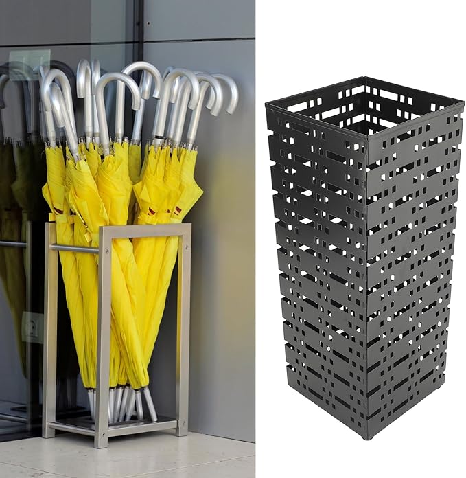 Umbrella Holder for Entryway, Umbrella Stand Freestanding, Metal Square Umbrella Rack Organizer, Black