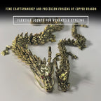 LIYAOLI Metal Large 3D Printed Articulated Chinese Dragon Figurine Statue Bookshelf Decor 15 Inch Copper Flexible Joints Luck Dragon for Home Office Desk Decoration