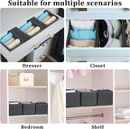 4Pcs Drawer Organizer Clothes, Underwear Organizer for Women Clothes, Socks, Bra, Belt, Tie - Grey, No-Divider Design