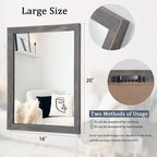 AAZZKANG Wooden Mirror Rectangle Rustic Mirrors for Wall Decorative for Bedroom Bathroom Living Room Entryway Hanging Home Decor 20"x16"
