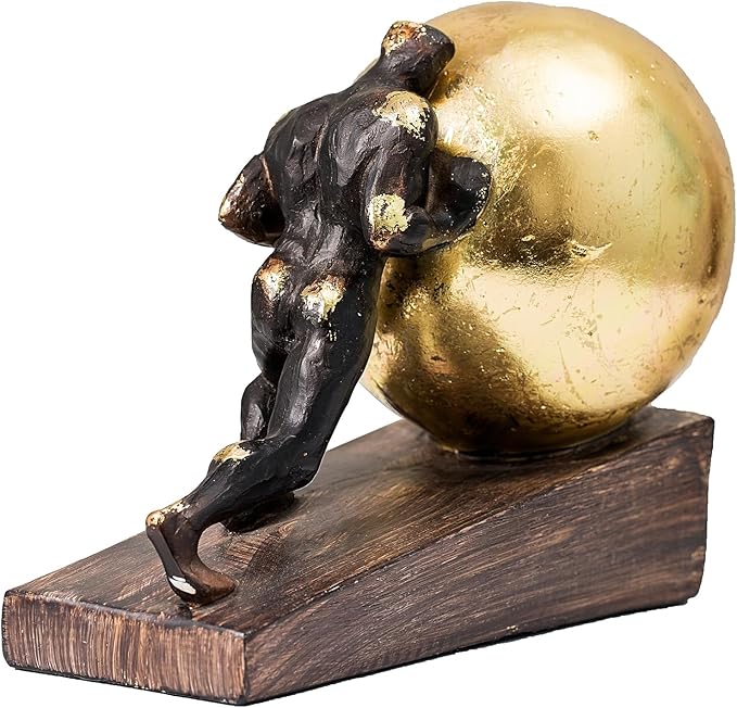 Lukitas Sisyphus Sculpture Home Decor, Struggler Statue, Sportsman Figurine Ornament for Office Living Room, Resin L8.5''