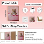 Funny Cheetah Bathroom Wall Art, Pink Leopard in Bathtub Wall Decor Paintings, Cute Animal Bathroom Poster Canvas Prints Maximalist Dopamine Girl Washroom Artwork 12x16 inch Framed