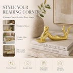 Gold Reading Statue Style B, Abstract Reader Figurine, Resin Book Decor for Bookshelf, Coffee Table, Desk Shelf Decor, Gift for Book Lovers