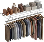 COSTWAY Closet Shelves Wall Mounted, Closet Shelf with Hanging Rod, Ventilated Metal Wire Shelving Kit, Wire Wall Shelf for Laundry Room, Bedroom, Home, Mounting Accessories Included (4 ft x 12 in)