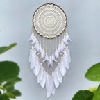 Large White Dream Catcher, Handmade Big Dream Catchers for Bedroom Wall Hanging Wedding Party Decor with a Greeting Card Gift (11.8 Inches in Diameter)