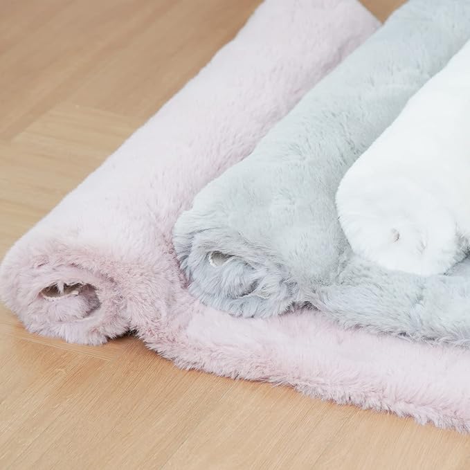 Ghouse White 8x10 Area Rug Fluffy Faux Rabbit Fur Rug White Plush Shag Rug for Living Room Bedroom, Playing Room, Nursery Room