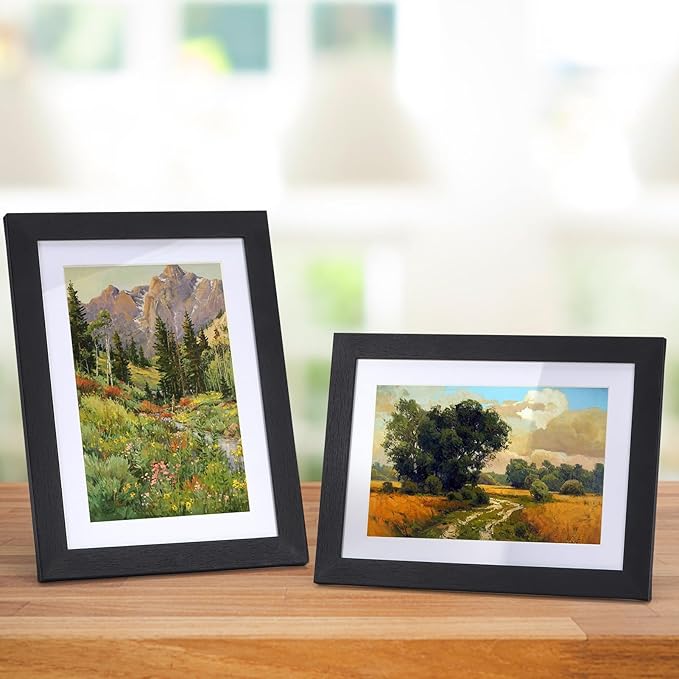 Lyeasw 4x6 Picture Frames Black Set of 15, Display Pictures 4x6 with Mat or 5x7 without Mat, Multi Photo Frames for Wall Hanging or Tabletop
