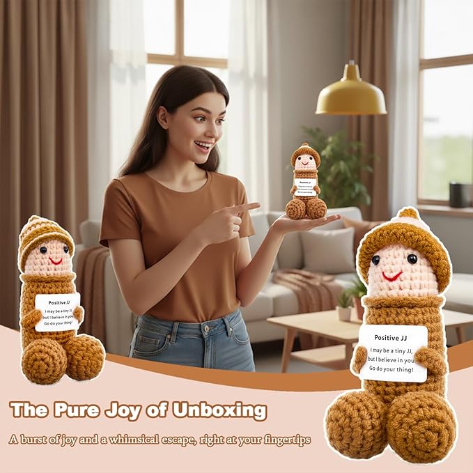 Positive Crochet Stuffed Animals,Emotional Support Plushies,Funny Things Weird Stuff Dolls Presents for Men Boyfriend Husband