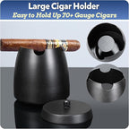 Cigar Ashtray with Lid for Outdoors Indoors Outside Patio Home Black Decor,Large Holder Ash tray Windproof,Cigar Accessories Gift for Men Dad Husband Boyfriend (Large)
