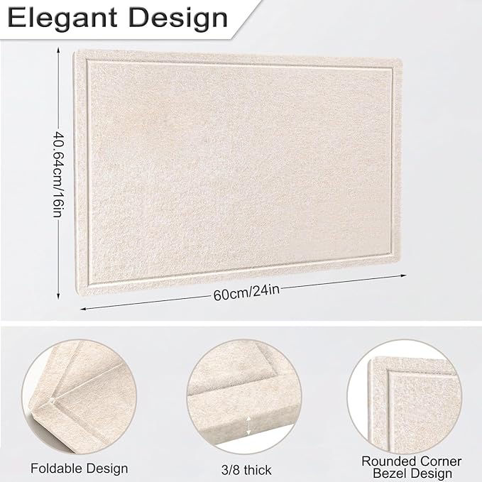 Cork Board Alternative, Decorative Foldable Felt Bulletin Board 24 * 16 Inches, Alternative Photo Board Self-Adhesive Vision Board, Decorative Pin Board (Rectangle Light Camel)