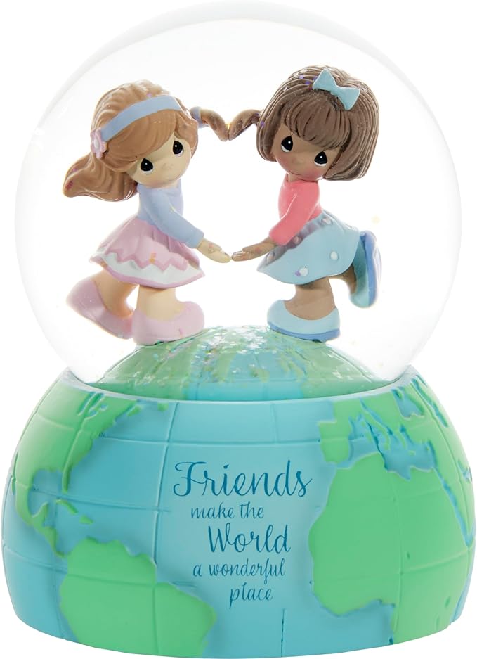 Precious Moments Best Friends Snow Globe | Friends Make The World A Wonderful Place Resin/Glass Musical Snow Globe | Gift & Home Decor | Hand-Painted