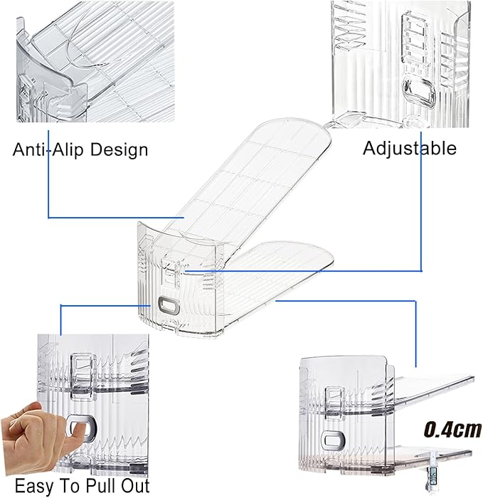Shoe Slots Organizer for Closet 8PACK Shoe Stacker Adjustable Shoe Slots Organizer Shoe Space Savers Double Layer Stack Shoe Racks for Closet Organization Organizador de Zapatos (Transparent)