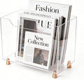 Acrylic Magazine Holder, Crystal Clear Magazine Rack Floor with Metal Feet, Files Newspapers Book Organizer for Bathroom, Living Room, Home Office