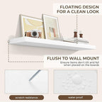RICHFOCUS 40Inch Floating Shelves for Wall 1 Pack Shelves for Bedroom|Kitchen|Bathroom|Laundry Room Rustic Wood Wall Mounted Shelf with Invisible Brackets for Books|Storage|Decor, White