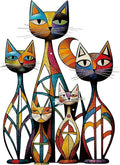 Wesiti Cat Wall Art Decor Iron Wall Sculptures Decor for Cats Lover 10.6 x 15.7 Inches Colorful Retro Mid Century Cat Signs for Home Living Room Bedroom Kitchen Office(Novel)