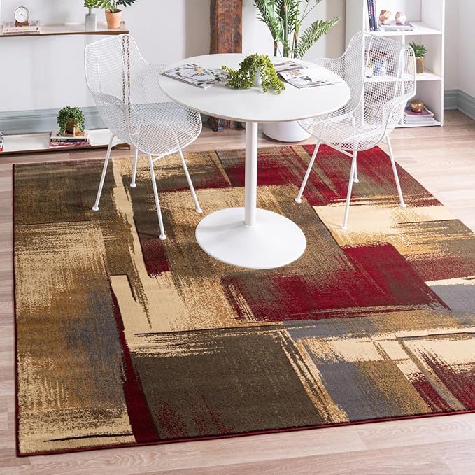 Unique Loom Barista Collection Area Rug - Timor (7' 1" Square, Multi/Red)