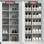 12Pack Shoe Slots Organizer for Closet Shoe Stacker Shoe Rack Organizer for Closet Space Saver Storage Holder Organization (Clear)