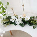 29.5in Artificial Peony Floral Swag, Simulation Mixed Flower Lintel Wall Hanging Faux Floral Swag Wreath with Green Leaves, Wedding Arch Garland for Ceremony Table Centerpiece (Magnolia)