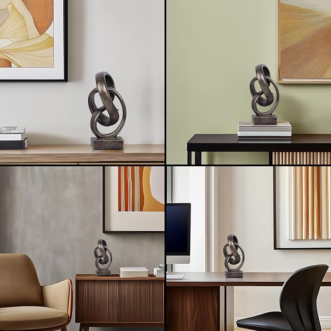 DOVDOV Abstract Bronze Rope Knot Statue, Geometric Decor, Living Room Coffee Table Bookshelf countertop Bronze Decor, Office Coffee Table entryway entryway Desktop Decor.