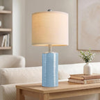 G-SAFAVA 20.5" Small Table Lamps for Living Room Lamp Set of 2 Ceramic Lamps for Bedroom Bedside Lamps Modern Boho Lamps for Night Stands Farmhouse Nightstand Lamp Side End Table Lamp, Light Blue