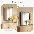 Sweetcrispy Bathroom Wall Mirror, 30x22 Inch Wall Mount Mirror for Over Sink, Modern Rounded Rectangle Vanity Mirrors with Matte Metal Framed, for Home Decor, Living Room, Bedroom, Black