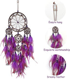 Large Dream Catcher Wall Decor Purple Dream Catchers with Wooden Bead Handmade Feather Dreamcatcher Wall Hanging Ornament for Bedroom Living Room Home Decor