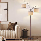 Dimmable Floor Lamp, 3 Lights Brown Arc Floor Lamp, Modern Tall Standing Tree Lamp with Beige Linen Shades & Heavy Base, 3000LM LED Bulbs, Bright Lighting for Living Room, Bedroom, Office & Reading