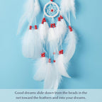 Pretty Jolly Indian Small White Dream Catchers Wall Decor Handmade Feathers Native Mini Dreamcatchers Home Decoration Ornament for Bedroom Birthday Party-2 Rings