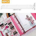 40 Pcs 3 Hole Punched Magazine Holders, Magazine Binder Magazine Organizer 3 Ring Binder Insert Strips for Magazine Storage Craft Paper File Book, Translucent White