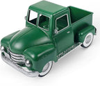 Farmhouse Green Truck Decor, Metal Pickup Trucks Planter, Vintage Old Truck Desktop Storage Car Model for Home Indoor and Outdoor Table Center Decor