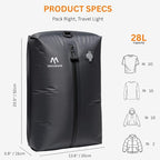 Vacuum Bags for Travel, IP67 Reusable Vacuum Seal Bags for Clothing with Electric Pump, Vacuum Seal Packing cube for Suitcases, Backpack & Travel (2PC+Pump)